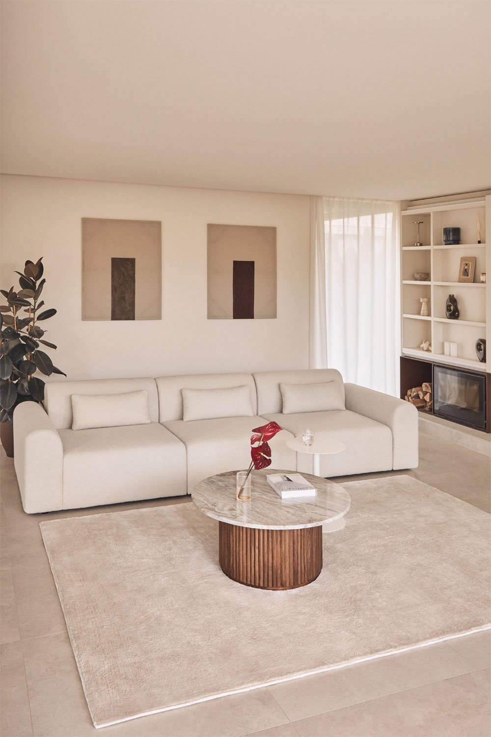 3-teiliges modulares Sofa aus Borjan-Lammfell , Galeriebild 1