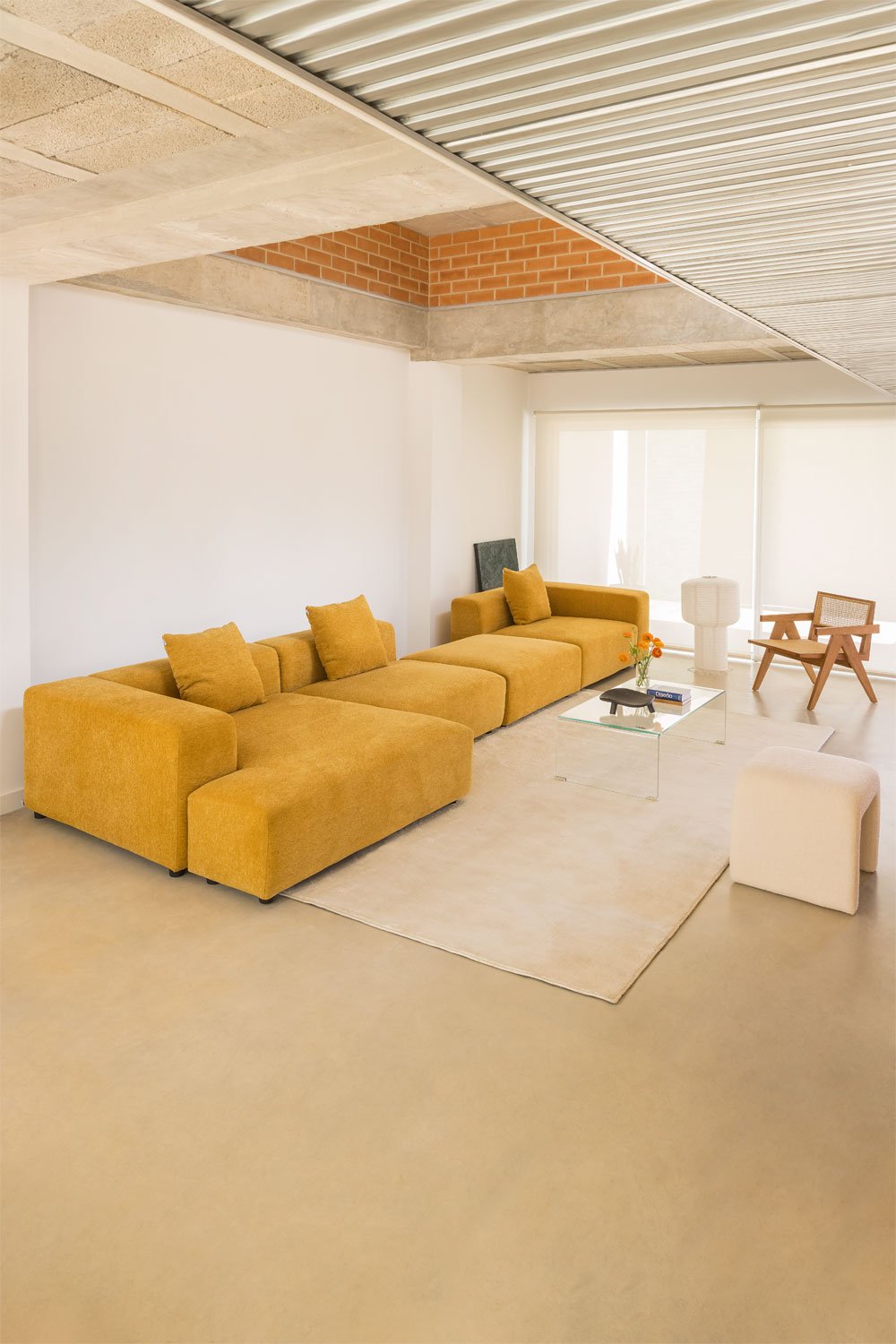 Modulares Sofa mit linker Chaiselongue, 3-teilig, mit hoher Armlehne und Hocker (↔︎480 cm) Bruna, Galeriebild 1