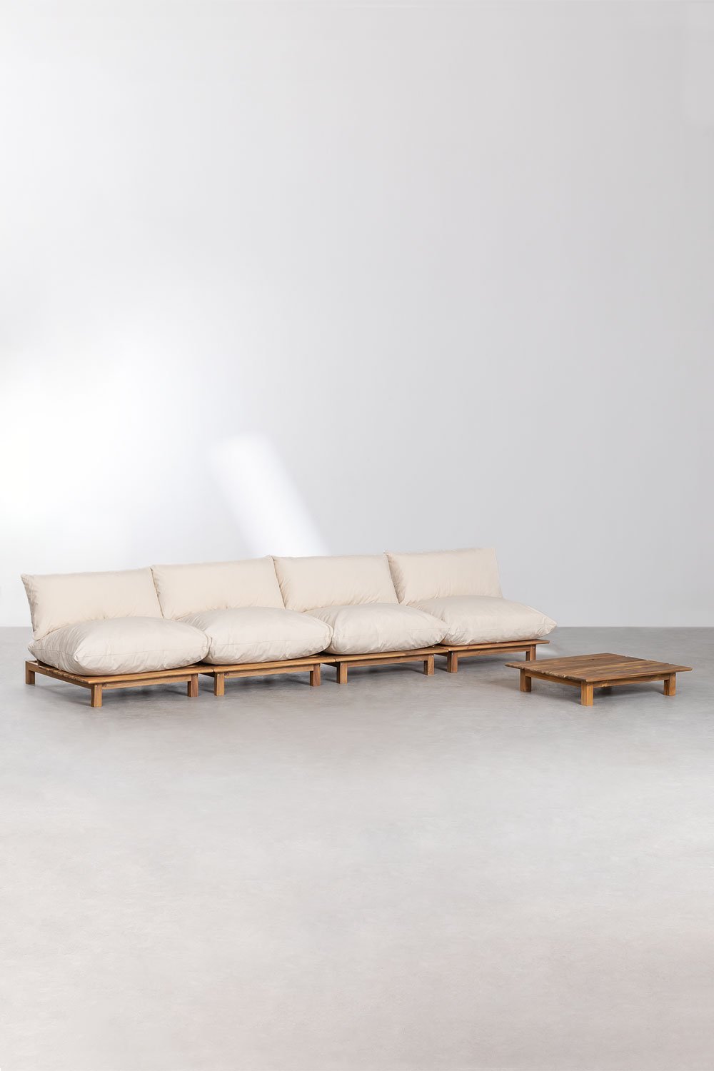 4-teiliges modulares Garten-Liegesofa mit Couchtisch aus Brina-Akazienholz , Galeriebild 1