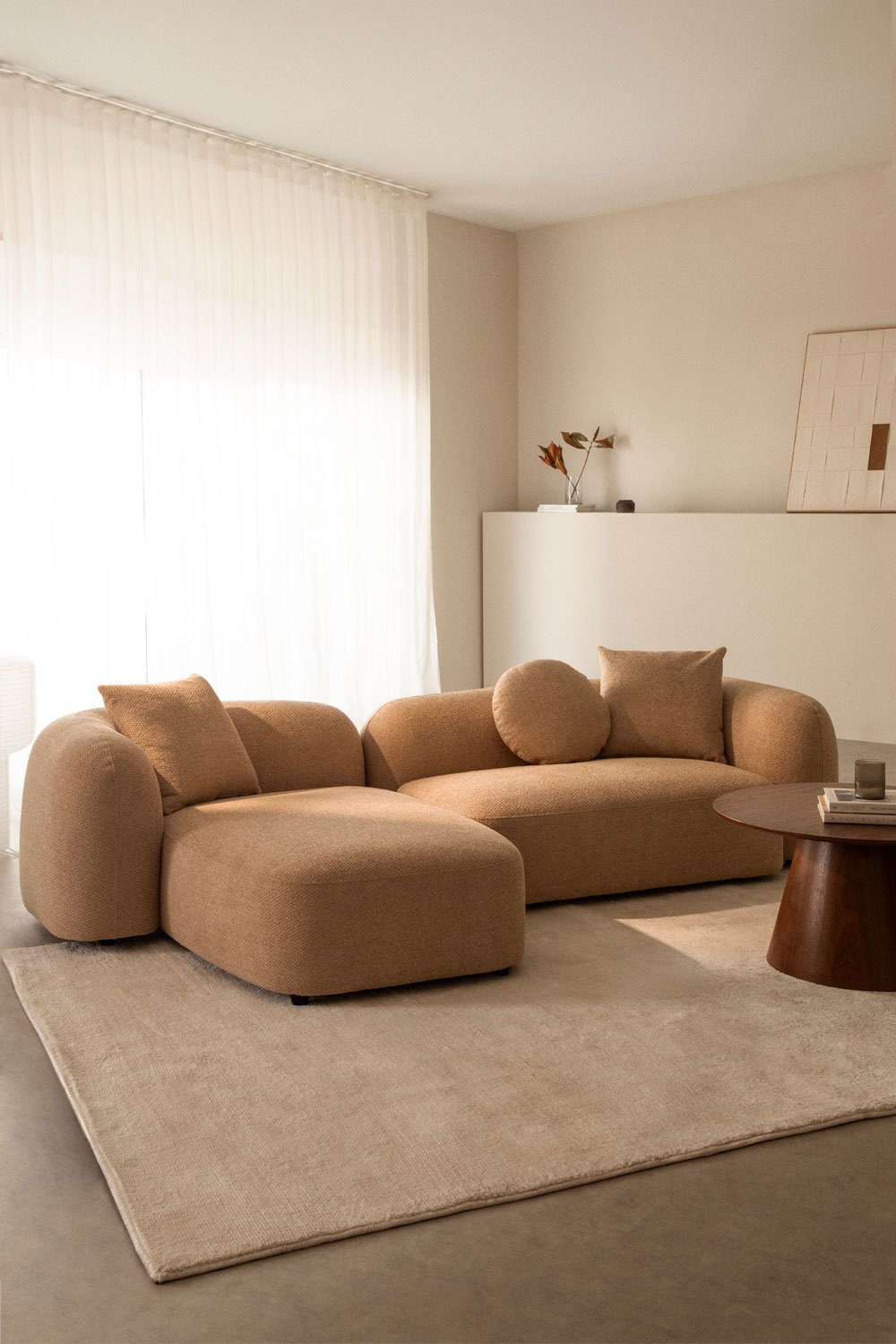 2-teiliges modulares Chaiselongue-Sofa links aus Coco-Bouclé-Stoff , Galeriebild 1