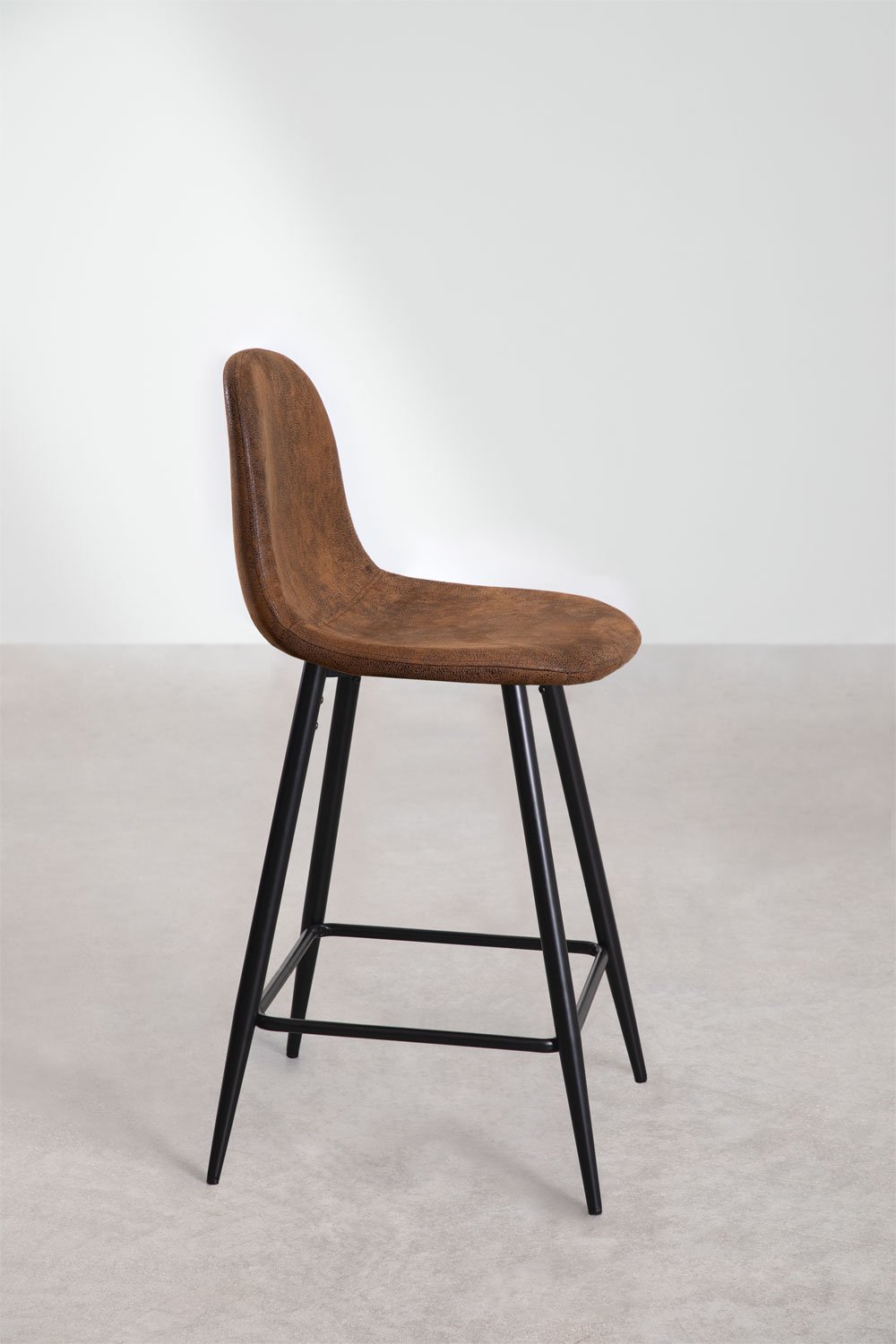 2er-Pack Hohe Hocker 65 cm aus Kaffee Vintage Kunstleder und schwarzen Beinen Glamm, Galeriebild 2