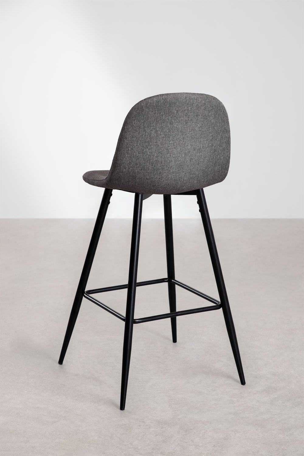 Barhocker 75 cm Anthrazitgrauer Stoff Schwarze Beine Glamm, Galeriebild 3