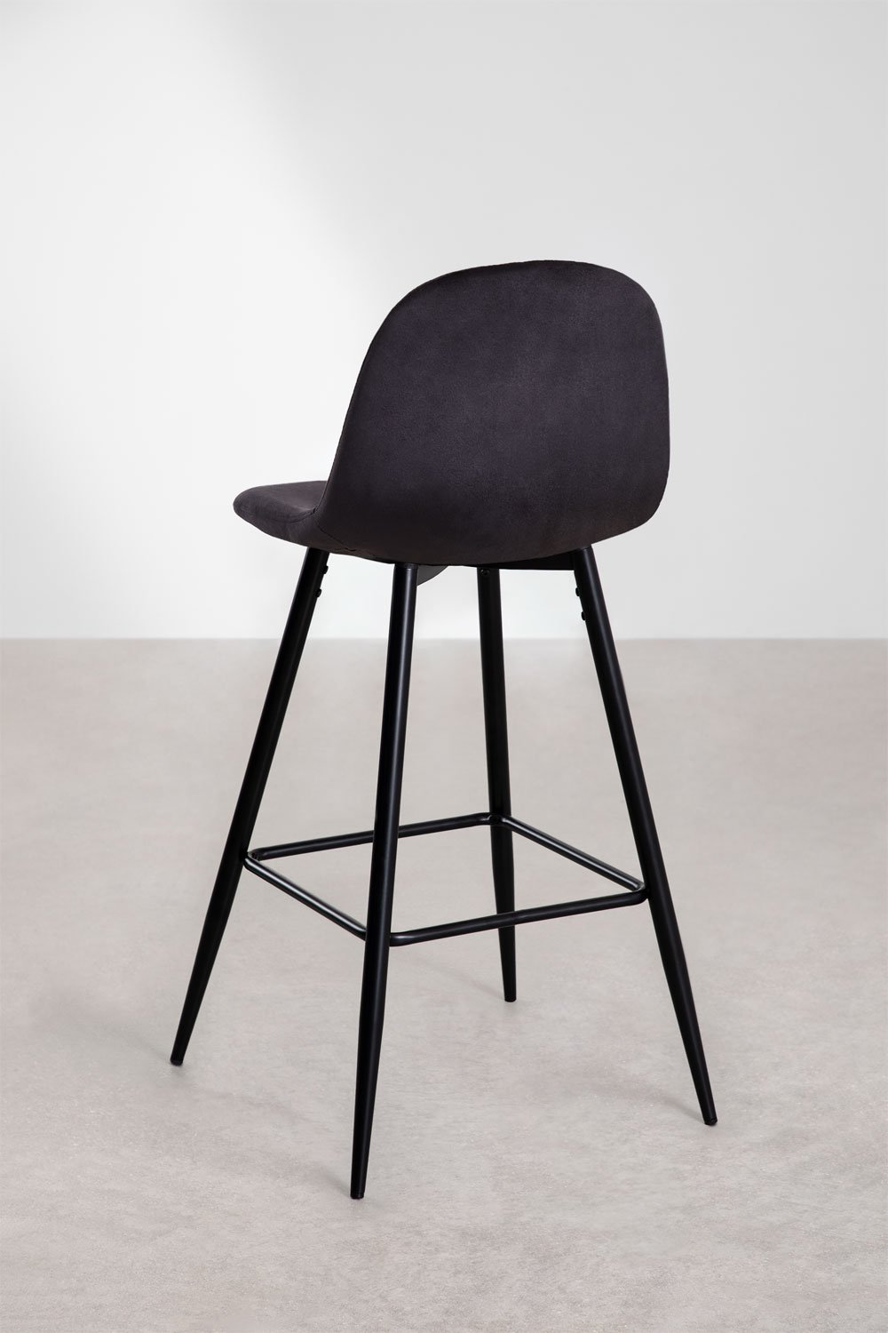 Barhocker 75 cm aus schwarzem Samt und schwarzen Beinen Glamm, Galeriebild 3