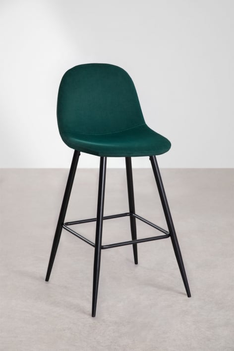2er Pack Barhocker 65 cm Dschungelgrünes Samt Schwarze Beine Glamm