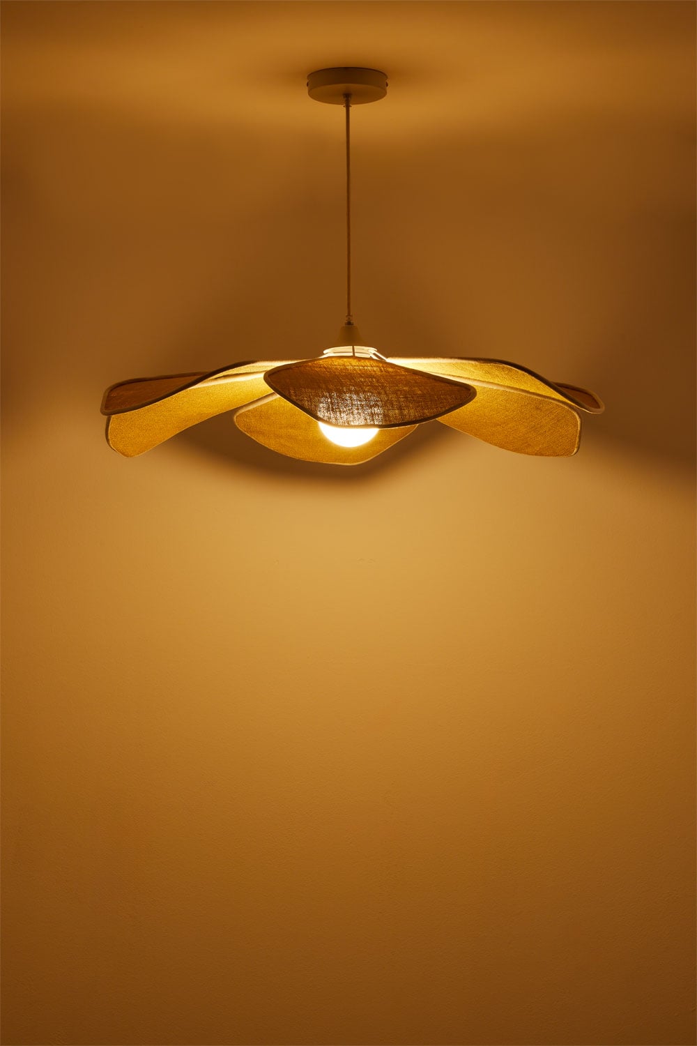 Deckenleuchte Ø75 cm aus honiggelbem Leinen - Leinen beige Benavid, Galeriebild 4