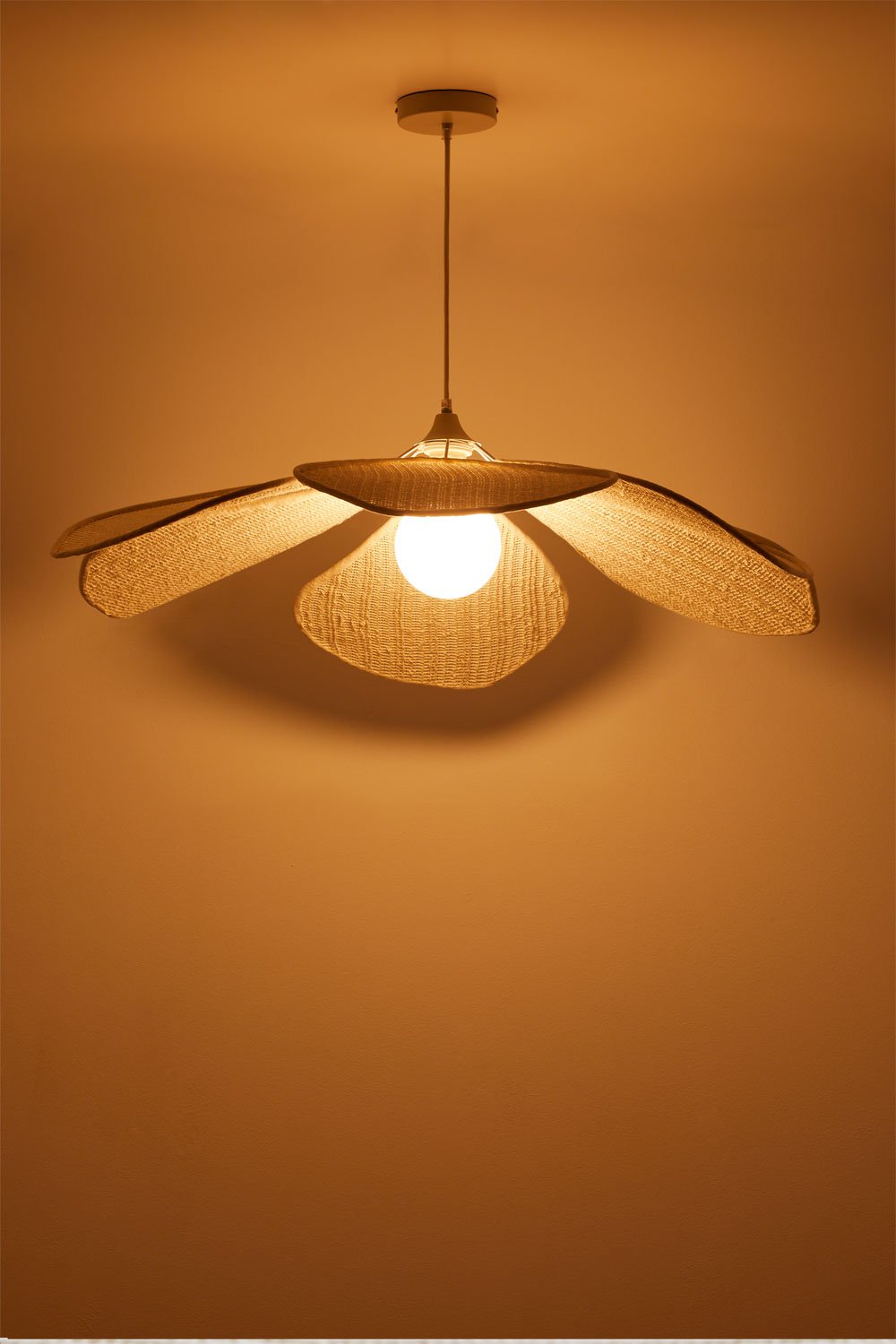 Creme-beige Deckenlampe Ø100 cm aus Leinen und Baumwolle Benavid, Galeriebild 4