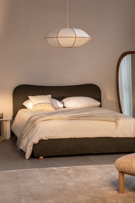 Bett mit Bettkasten für Matratze 180x200cm in salbeigrünem Stoff Winselet