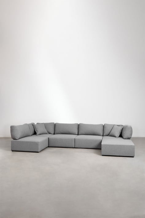 Modulares 5-teiliges Ecksofa mit Kata-Puff