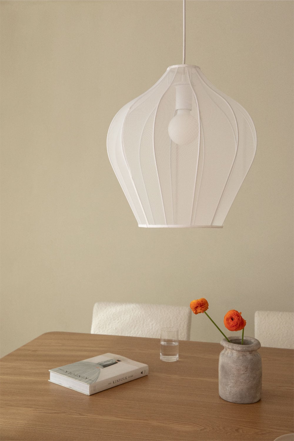 Hängende Deckenlampe aus Metall und Stoff Belisa, Galeriebild 1