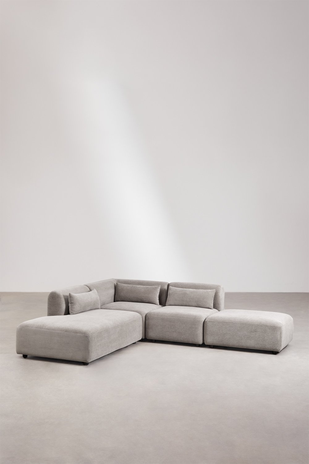 3-teiliges modulares Ecksofa mit Chaiselongue links und Fogler-Hocker, Galeriebild 1