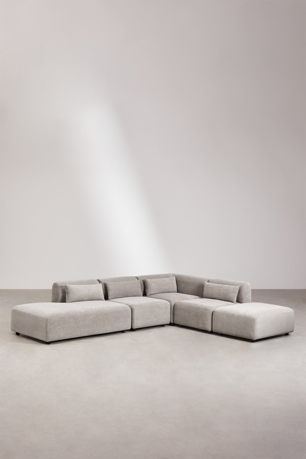 4-teiliges modulares Ecksofa mit Chaiselongue links und Fogler-Hocker, Galeriebild 1