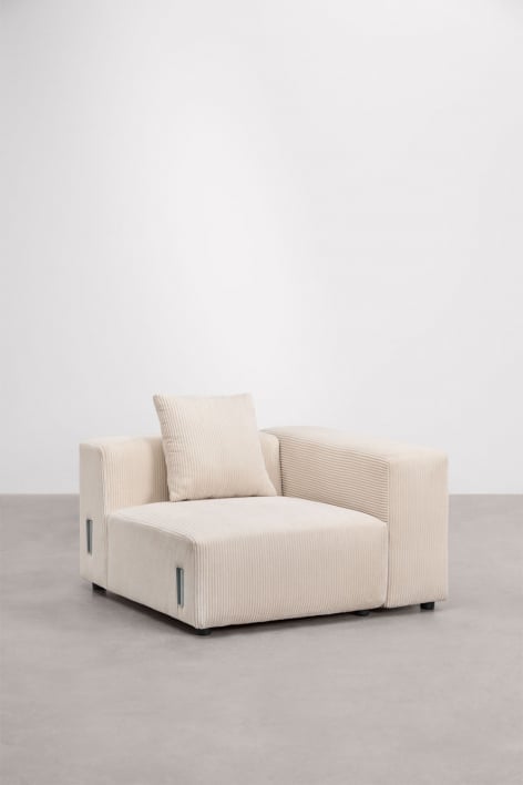 Rechtes Eckmodul (115x113 cm) mit hoher Armlehne und Kissen für modulares Sofa Bruna