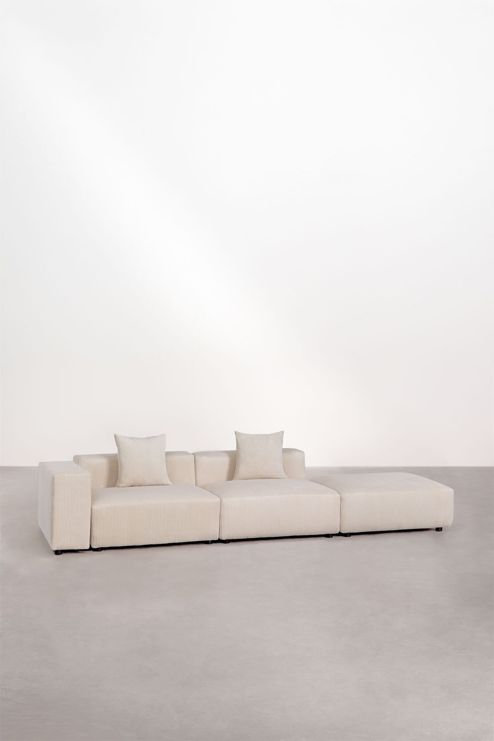 2-teiliges modulares Ecksofa mit niedrigen Armlehnen und Hocker (↔︎345 cm) Bruna, Galeriebild 1