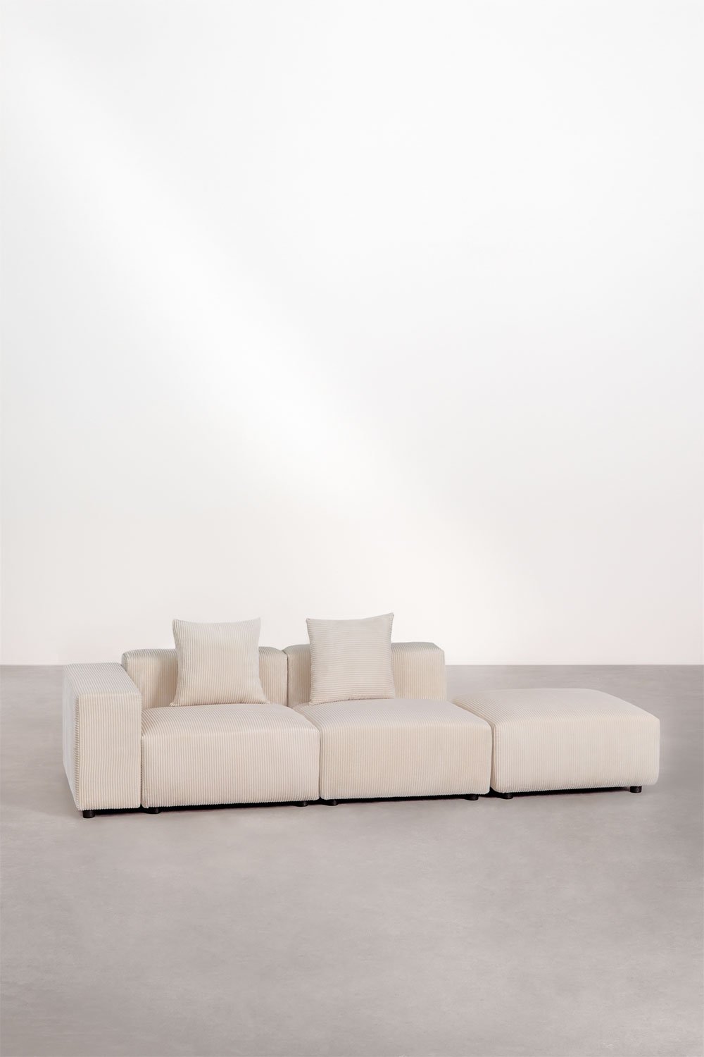 2-teiliges modulares Ecksofa mit niedriger Armlehne und Hocker (↔︎285 cm) Bruna  , Galeriebild 1