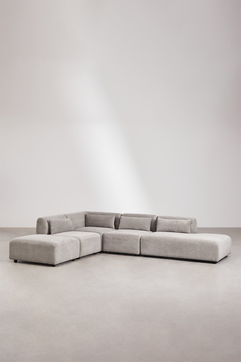 4-teiliges modulares Ecksofa mit Chaiselongue rechts und Fogler-Hocker, Galeriebild 1