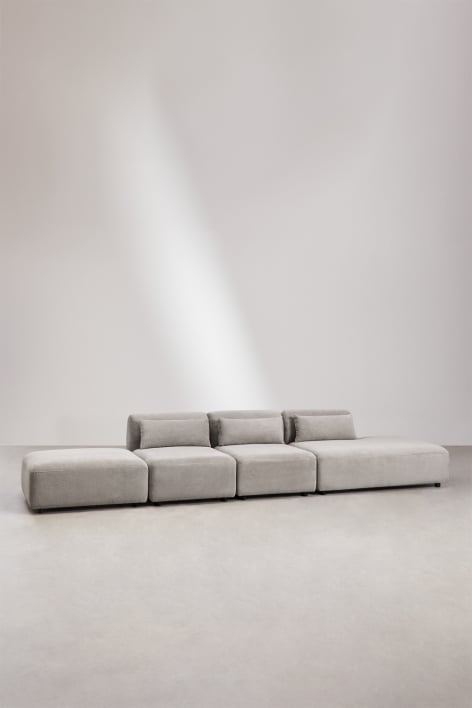 3-teiliges modulares Sofa mit Chaiselongue rechts und Fogler-Hocker