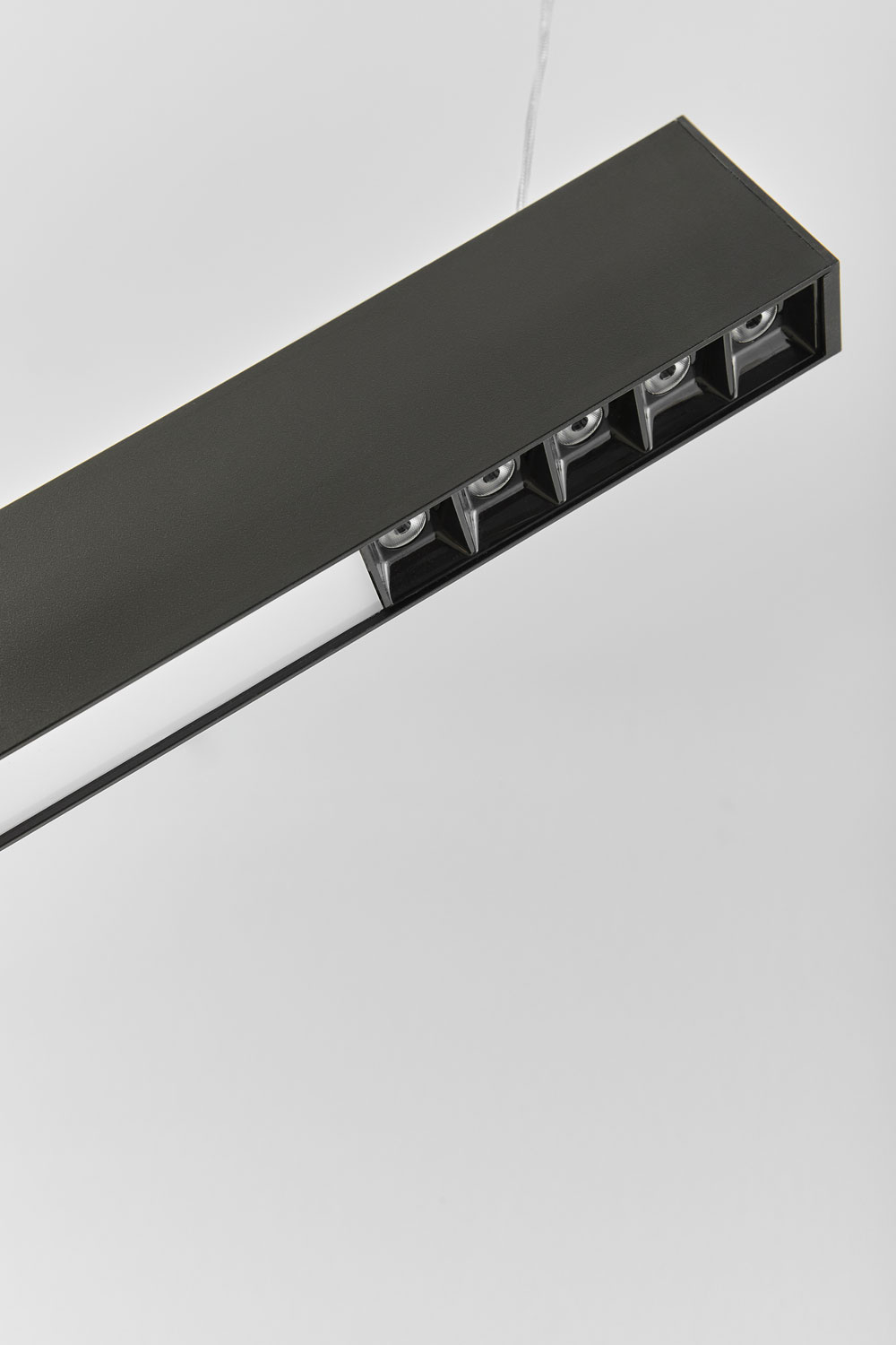 Deckenleuchte Linear, Schwarz/klar, Sechsflammig