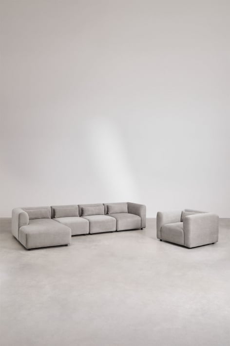 4-teiliges modulares Sofa mit Chaiselongue links und Fogler-Sessel