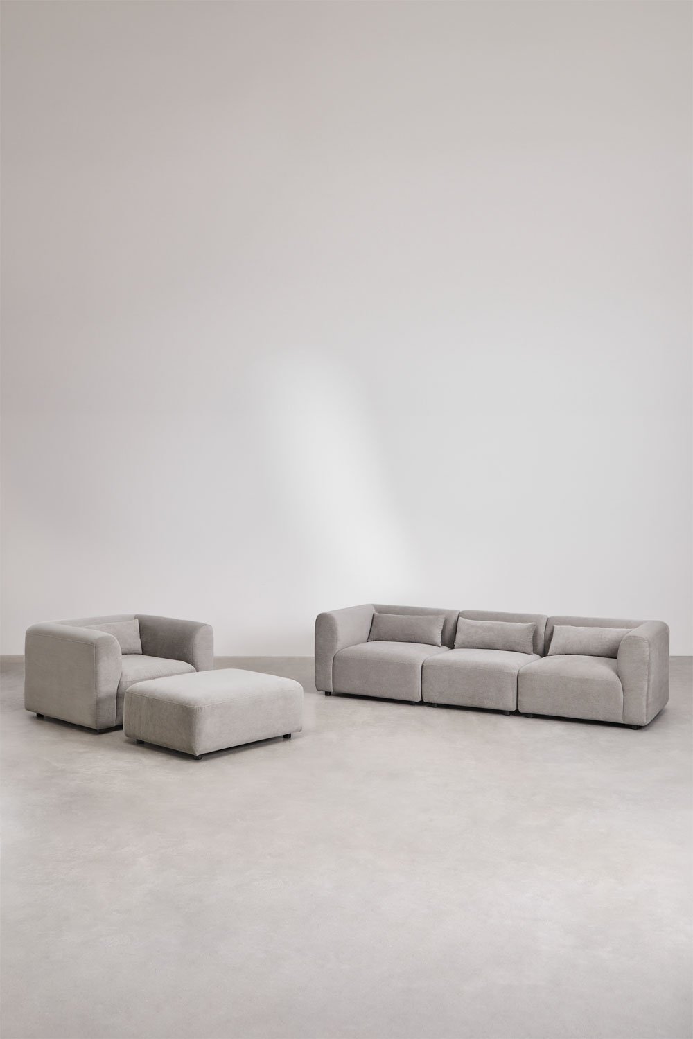 3-teiliges modulares Sofa, Sessel und Fogler-Hocker, Galeriebild 1