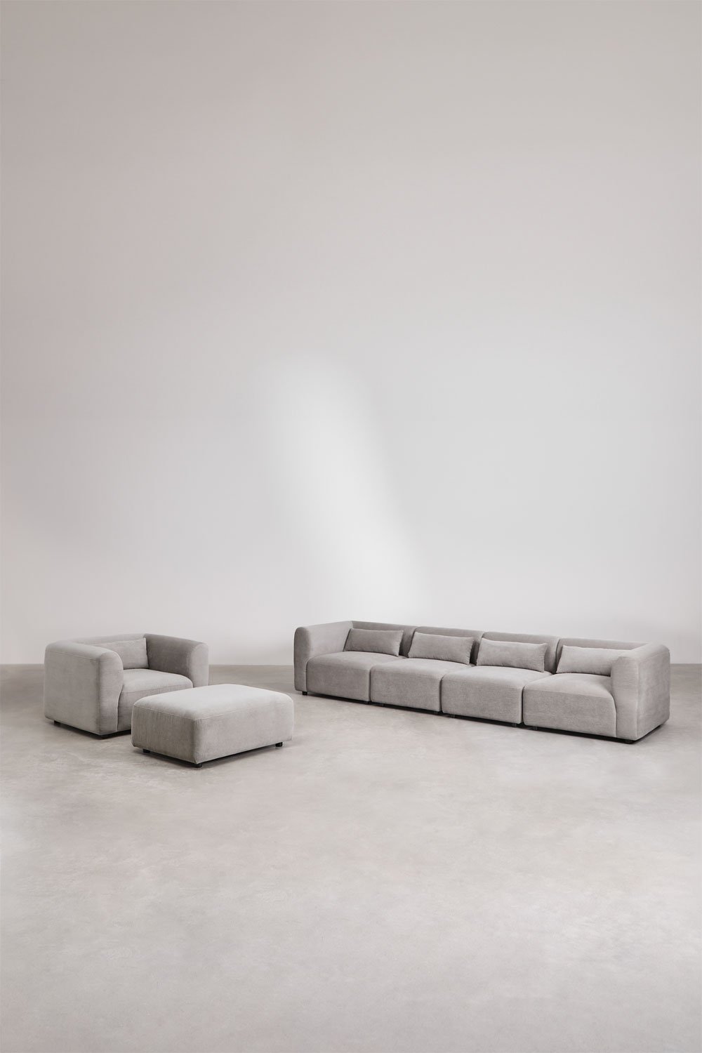 4-teiliges modulares Sofa, Sessel und Fogler-Hocker, Galeriebild 1