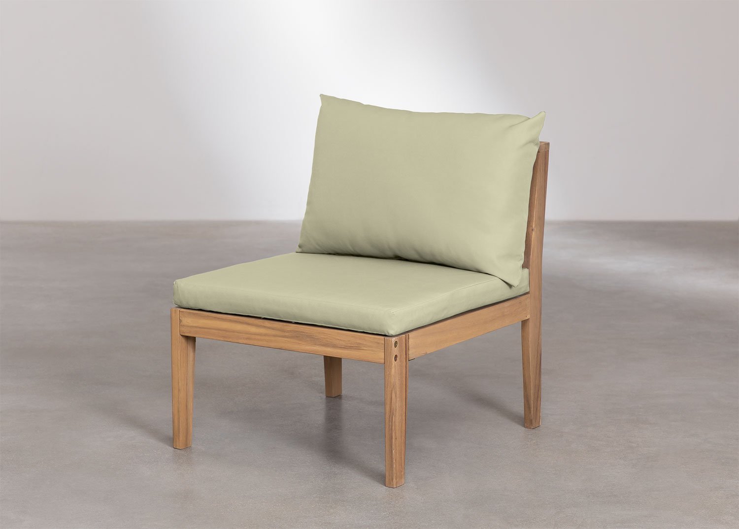 Zentralmodul für modulares Gartensofa aus Filips-Akazienholz, Galeriebild 1