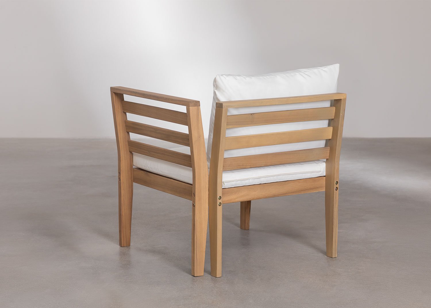 Rechtes Eckmodul für modulares Gartensofa aus Filips-Akazienholz, Galeriebild 4