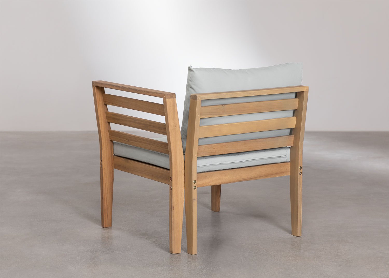 Rechtes Eckmodul für modulares Gartensofa aus Filips-Akazienholz, Galeriebild 4