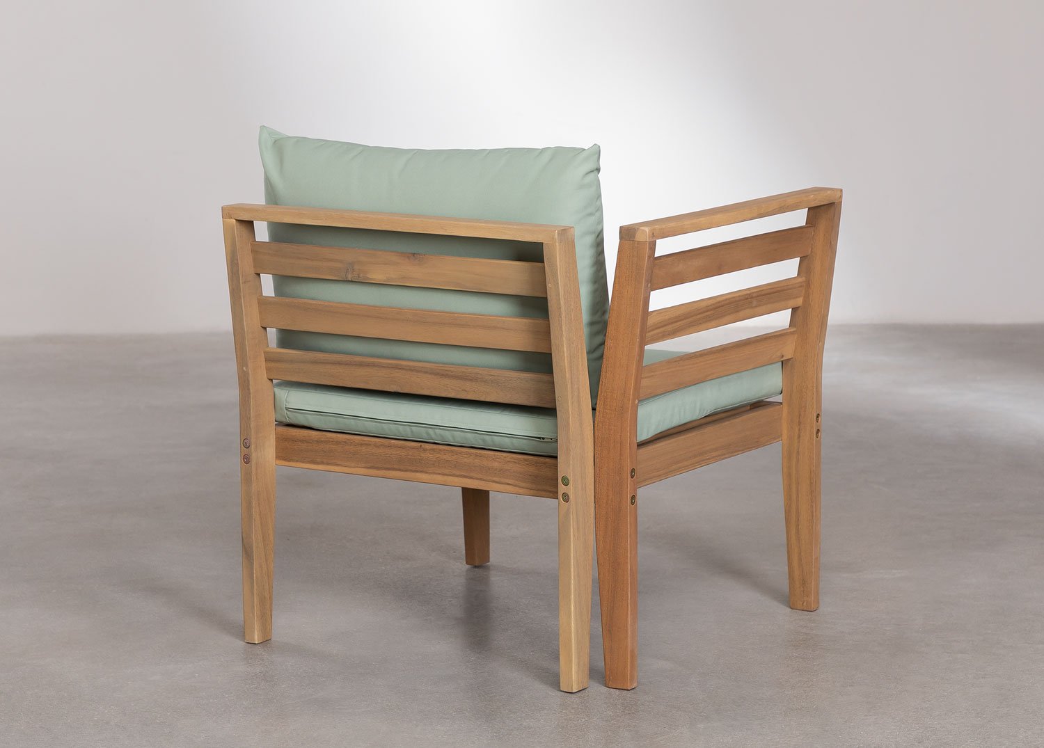 Linkes Eckmodul für modulares Gartensofa aus Filips-Akazienholz, Galeriebild 4