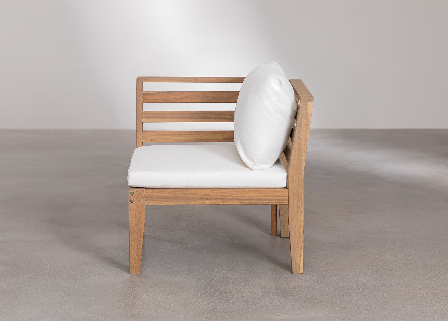 Linkes Eckmodul für modulares Gartensofa aus Filips-Akazienholz, Galeriebild 3