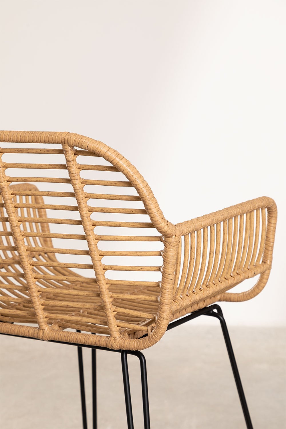 2er Pack Garten Barhocker 65 cm Synthetisches Rattan Eisen Schwarz Eska, Galeriebild 3