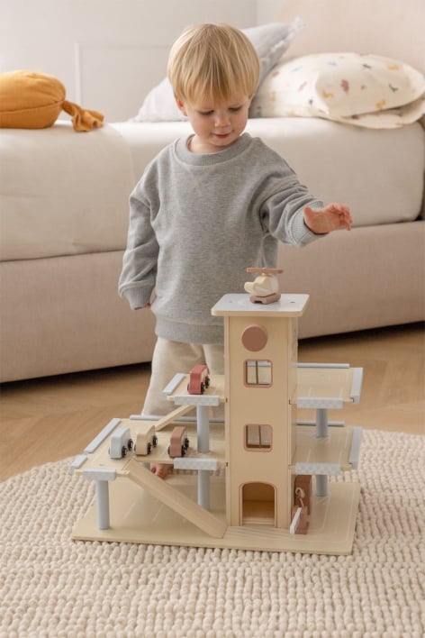 3-stöckiges Parkhaus aus Holz Nelvis Kids