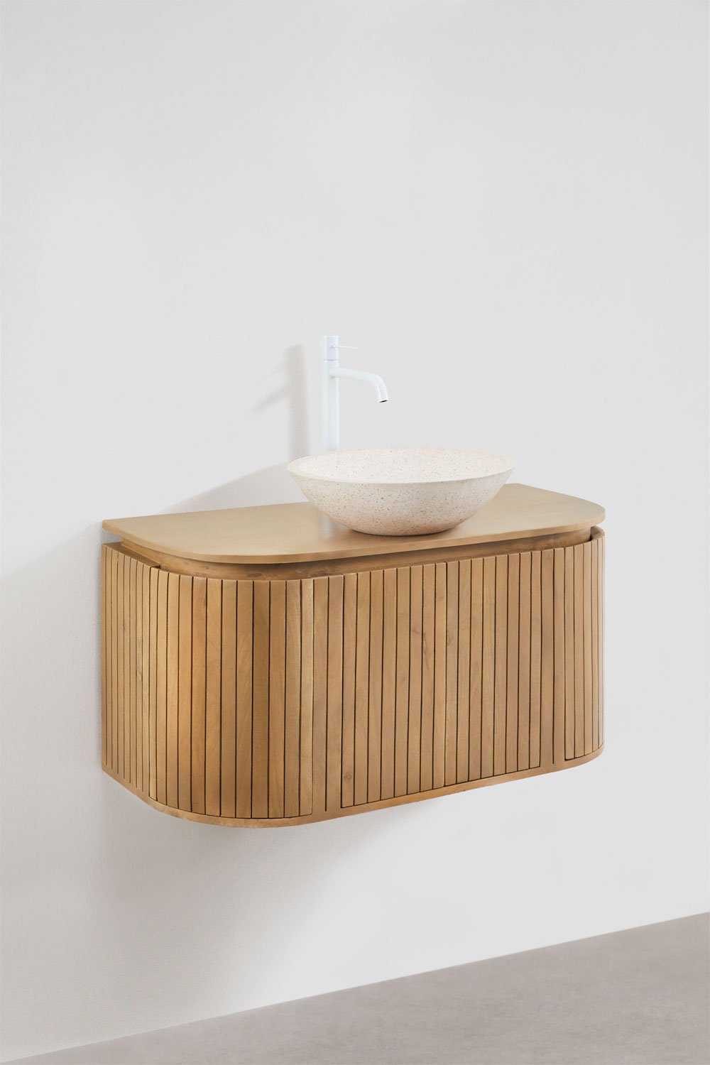Hängendes Badezimmermöbel-Set 90x40 cm aus Mangoholz Analis, Galeriebild 3