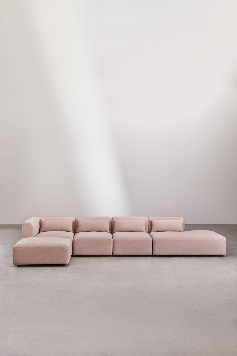 4-teiliges modulares Ecksofa mit Chaiselongue rechts und Fogler-Hocker, Galeriebild 3