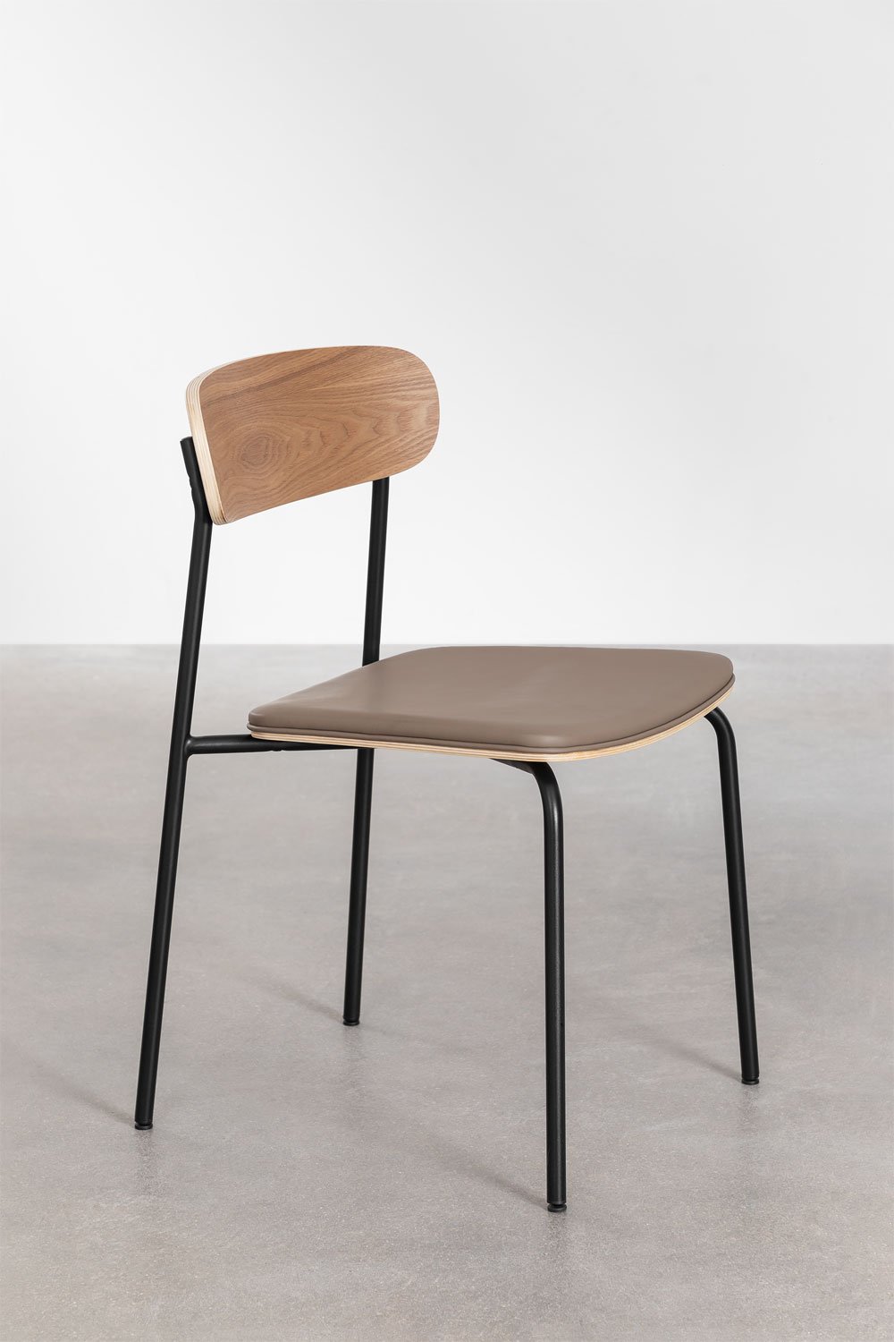 2er-Pack stapelbare Esszimmerstühle aus Eisen und Holz Wilpier, Galeriebild 3