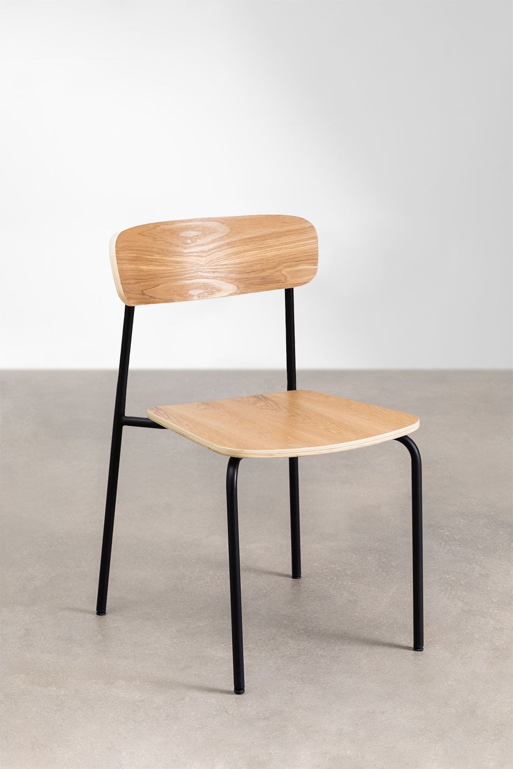 2er-Pack stapelbare Esszimmerstühle aus Eisen und Holz Wilpier, Galeriebild 4