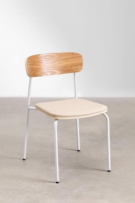 4er-Set stapelbare Esszimmerstühle aus Eisen und Holz Wilpier - Gardenia Weiß