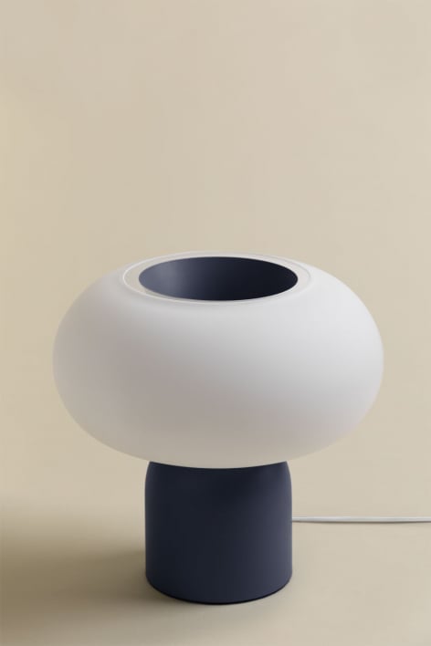 Deruent LED-Tischlampe aus Glas und Stahl