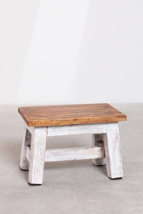 2er-Pack Niedrige Hocker aus recyceltem Holz und weißem Holz Abet