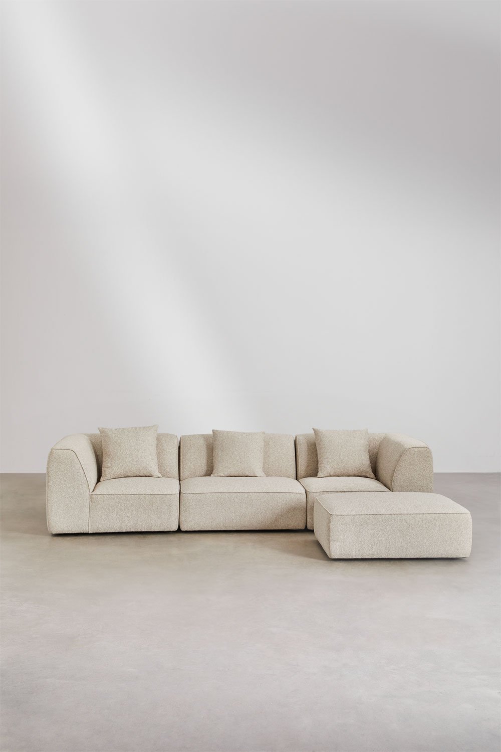 Cardea 3-teiliges modulares Sofa mit gepolstertem Hocker, Galeriebild 4
