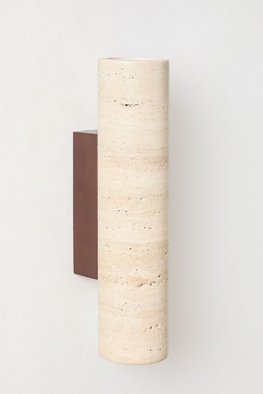 Davise Wandleuchte aus Travertin und Holz, Galeriebild 2