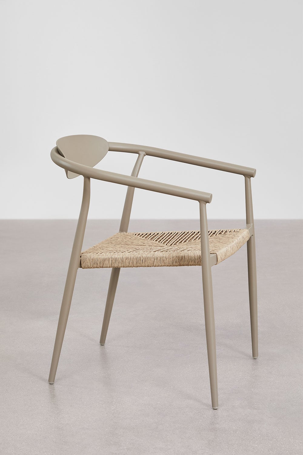 4er-Set stapelbare Esszimmerstühle mit Armlehnen aus Aluminium und synthetischem Rattan Marsha, Galeriebild 3