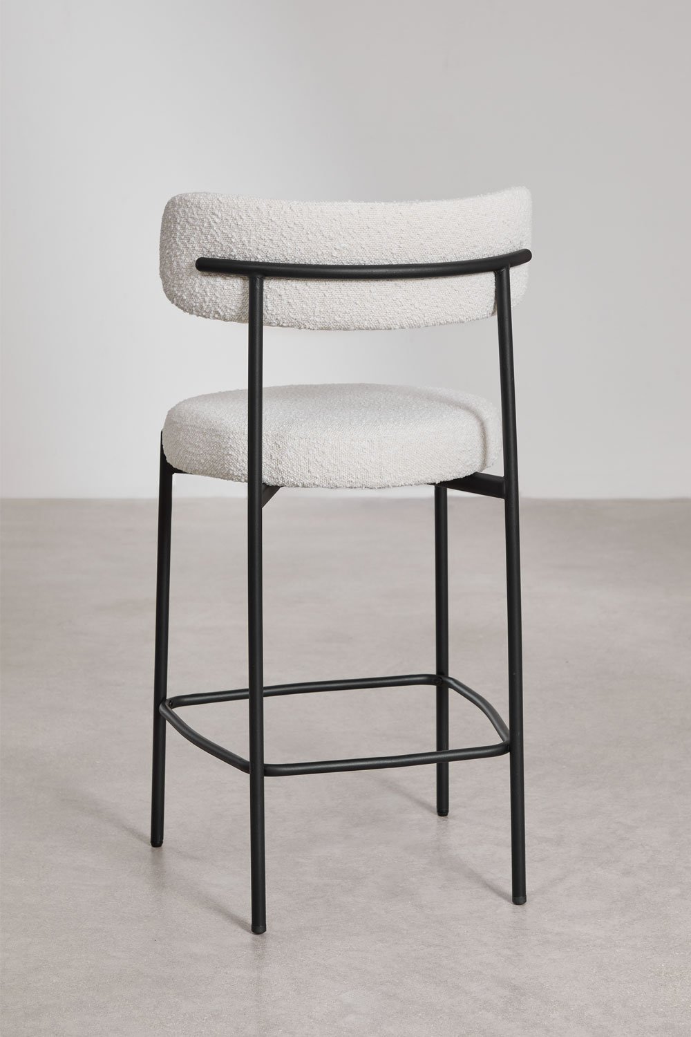 2er Pack Barhocker 65 cm Rückenlehne Bouclé Stoff Weiß Matt Schwarze Beine Anisa, Galeriebild 5