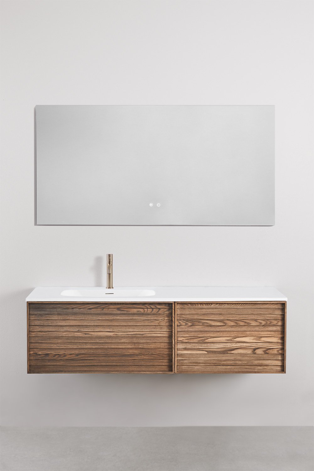 Hängendes Badezimmermöbel-Set 140x50 cm aus Holz mit integriertem Waschbecken Solea, Galeriebild 3
