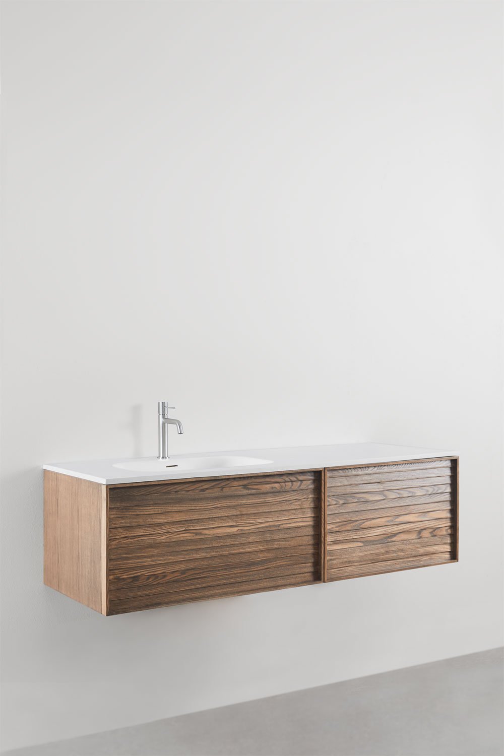 Hängendes Badezimmermöbel-Set 140x50 cm aus Holz mit integriertem Waschbecken Solea, Galeriebild 4