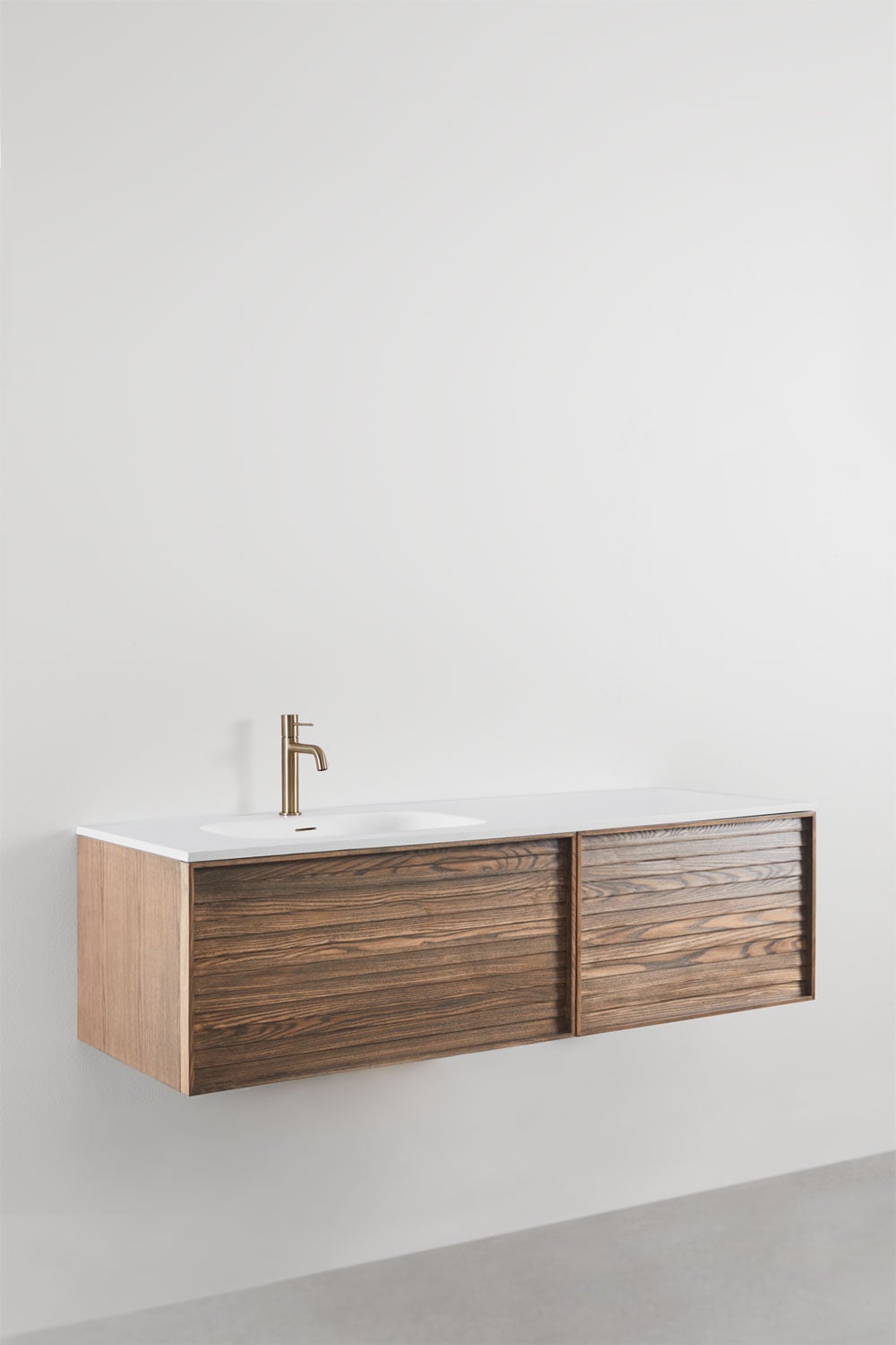 Hängendes Badezimmermöbel-Set 140x50 cm aus Holz mit integriertem Waschbecken Solea, Galeriebild 4