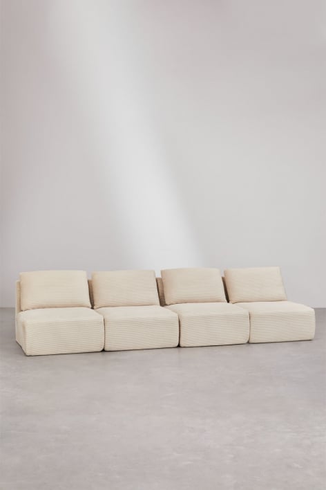 4-teiliges modulares Sofa aus vakuumverpacktem Cord Temple - Kord Beige Leinen