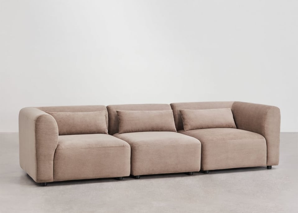 3-teiliges modulares Sofa Fogler - Kord Kamel Braun