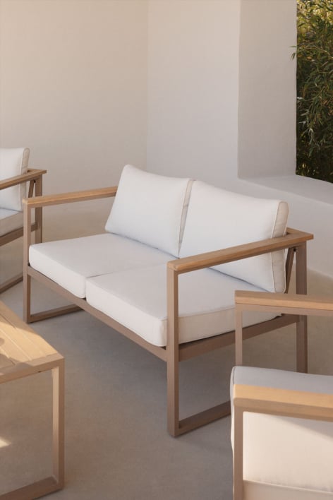 2-Sitzer-Gartensofa aus Aluminium und Lipov-Akazienholz