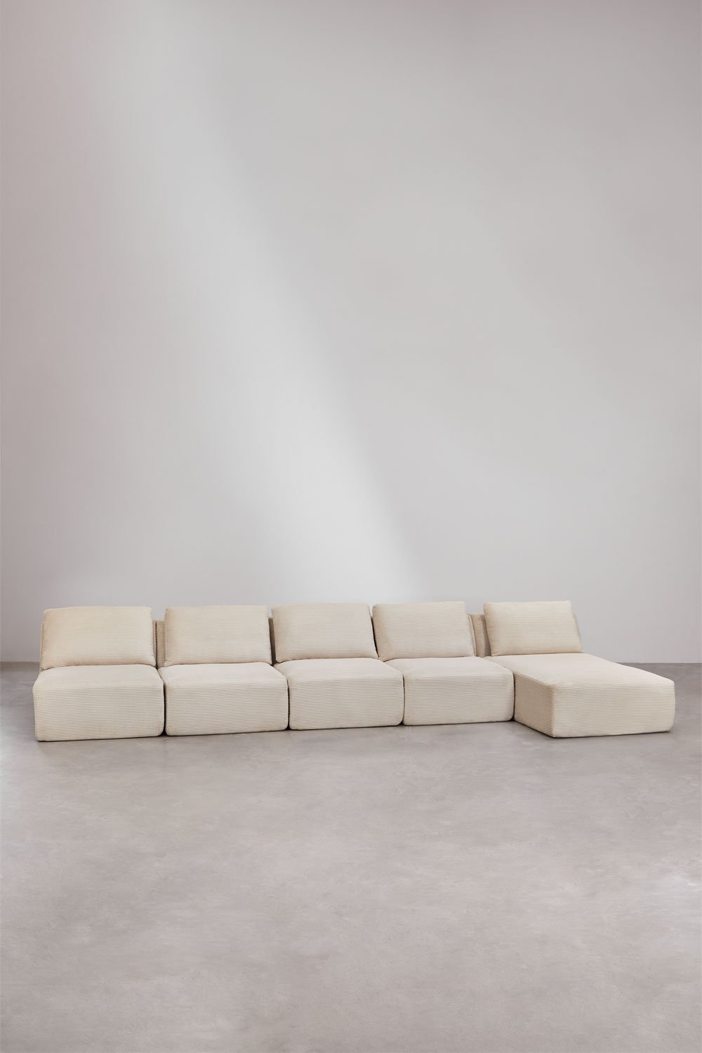 5-teiliges modulares Chaiselongue-Sofa rechts aus vakuumverpacktem Cord  , Galeriebild 1