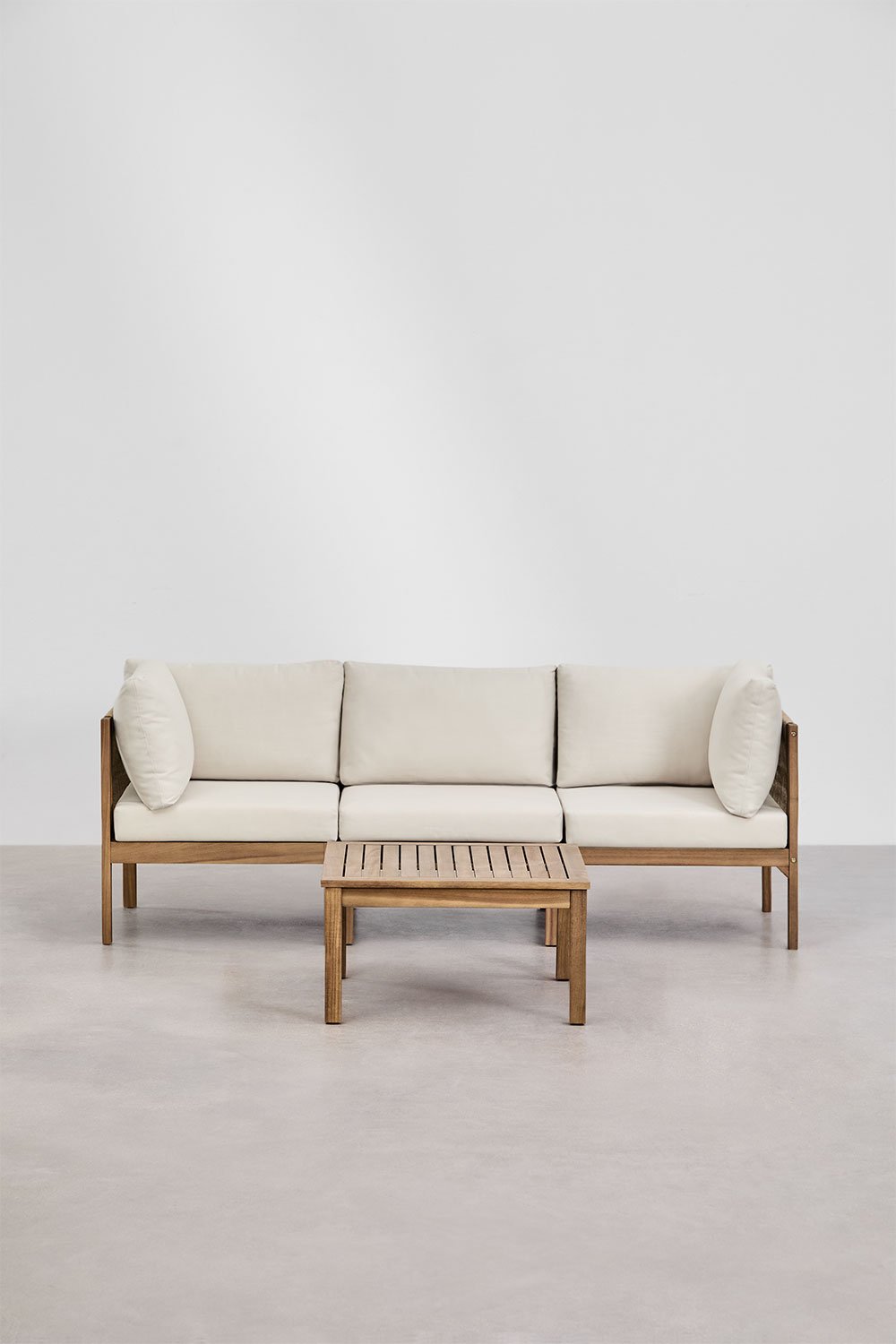 Branson 3-teiliges modulares Sofa-Set mit Armlehnen und Couchtisch aus Akazienholz, Galeriebild 2